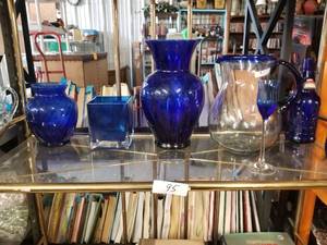 lot 95 image: Cobalt blue glass selection