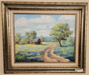 lot 5 image: FRAMED M. JANELL MITCHELL OIL PAINTING AS SHOWN. Approx. 27.5 x 23.5 with frame.