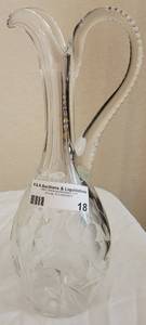 lot 18 image: VINTAGE ETCHED CRYSTAL DECANTER AS SHOWN. Approx. 12.5 high.