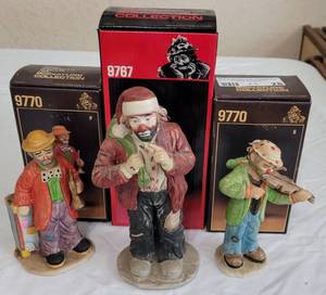 lot 28 image: LOT OF 3 PORCELAIN CLOWN FIGURES WITH BOXES AS SHOWN. (YOUR BID X 3)