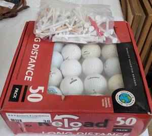 lot 38 image: LOT OF GOLF BALLS AND TEES AS SHOWN.