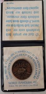 lot 56 image: MASADA COMMEMORATIVE COIN AND HOLDER AS SHOWN.