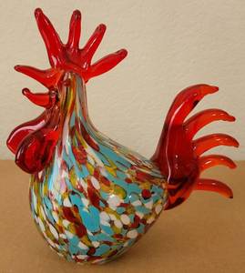 lot 66 image: HEAVY MURANO GLASS STYLE ROOSTER AS SHOWN.