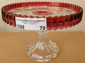 lot 70 image: VINTAGE CRYSTAL FOOTED CAKE PLATTERSTAND IN STYLE SHOWN.
