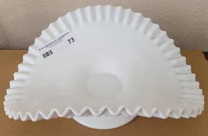 lot 73 image: VINTAGE 1960S FENTON HOBNAIL MILK GLASS FOOTED FRUIT BOWL WITH CURVED SIDES AS SHOWN.