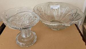 lot 80 image: (2) CRYSTAL BOWLS AND (1) FOOTED DISH IN STYLES SHOWN. (YOUR BID X 3) SEE PICTURES.