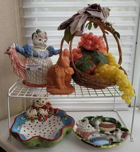 lot 82 image: TEAPOT, PLATES AND MORE AS SHOWN.