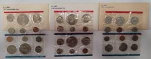 lot 99 image: LOT OF 3 UNCIRCULATED COIN SETS IN ORIGINAL PACKAGES AS SHOWN. (1) 1977, (1) 1978, AND (1) 1979. (YOUR BID X 3)