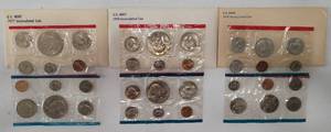 lot 100 image: LOT OF 3 UNCIRCULATED COIN SETS IN ORIGINAL PACKAGES AS SHOWN. (1) 1977, (1) 1978, AND (1) 1979. (YOUR BID X 3)