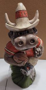 lot 115 image: VINTAGE UT LONGHORN MASCOT FIGURE IN STYLE SHOWN. APPEARS TO BE FROM THE DARRELL ROYAL ERA.