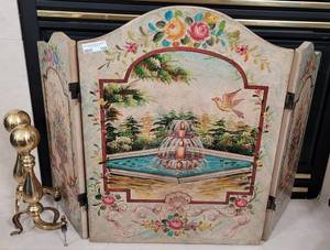 lot 154 image: DECORATIVE FIREPLACE SCREEN IN STYLE, DESIGN SHOWN PLUS MORE.