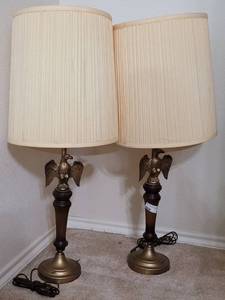 lot 167 image: LOT OF 2 VINTAGE LAMPS WITH SHADE IN STYLE, COLOR, AND CONDITION SHOWN. (YOUR BID X 2)