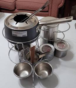 lot 203 image: FONDUE SET AND MORE AS SHOWN.