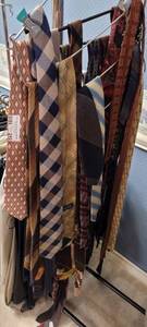 lot 213 image: GENEROUS LOT OF ASSORTED TIES WITH HANGERS AS SHOWN. SEE PICTURES