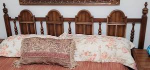 lot 221 image: VINTAGE BED HEADBOARD IN STYLE, COLOR, AND CONDITION SHOWN. THIS LOT IS ONLY FOR THE HEADBOARD.