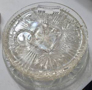 lot 237 image: CRYSTAL SERVING PLATTERS AS SHOWN.