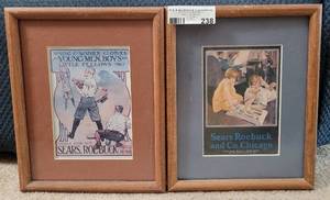 lot 238 image: LOT OF 2 FRAMED VINTAGE SEARS ADS AS SHOWN. (YOUR BID X 2)