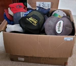lot 249 image: BOX LOT OF CAPS AS SHOWN.