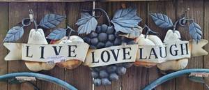lot 259 image: LIVE, LOVE, LAUGH METAL SIGN AS SHOWN.