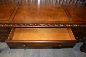 lot 38 image: Mahogany Desk with Claw Feet, Seven Seas by Hooker Furniture, Dark Cherry Finish, 72 x 36 x32 (Matches Lot 43 and Lot 47)