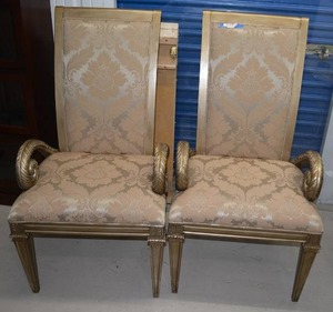 lot 53 image: 2 Henredon Gold Painted Chairs (Matches Dining Table Lot 54)