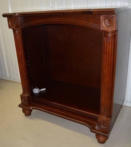 lot 67 image: Side Table with Adjustable Shelves, Cherry Finish