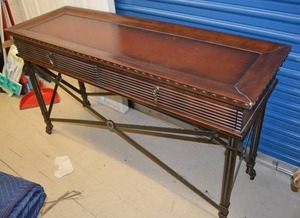 lot 18 image: Havertys Entry Table, Metal Frame and Brass Knobs