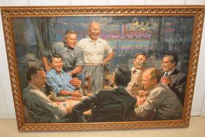lot 2 image: Andy Thomas Signed Painting Grand ol Gang Republican Presidents