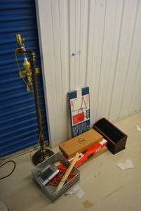 lot 35 image: Floor Lamp (Stand Only), Hanging Folder Rack, Keyboards (Still in Packaging), Desk CD Organizer