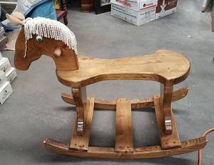 lot 36 image: Solid Wood Rocking Horse