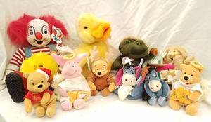 lot 43 image: Assorted Stuffed Animals Incl. Winnie the Pooh