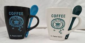 lot 45 image: 2 S. padre Island Coffee Cups w Spoons