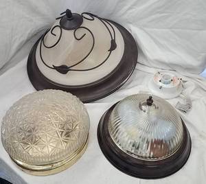 lot 47 image: 3 Glass-globed Ceiling Light Fixtures