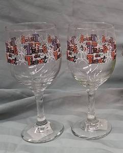 lot 154 image: 2 Glass Halloween-themed Water Goblets