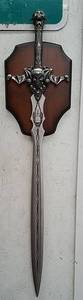 lot 155 image: Skeleton-themed Decorative Sword w Wall Plaque