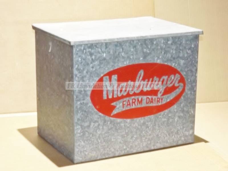 Vintage Marburger farm dairy tin porch front milk delivery box | AMAZING DAIRY MILK BOTTLE COLLECTION PART 2 | Auction Spear LLC