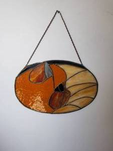 lot 8 image: Stained glass wall hanger
