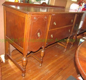 lot 1 image: Mid century walnut side buffet cabinet