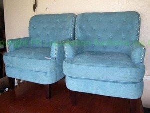 lot 18 image: Matching button tufted arm chairs (Bid is times the quantity)