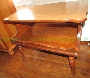 lot 52 image: Vintage mid century solid red maple base with laminate top accent table