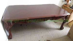 lot 195 image: Cherry wood coffee table with cabriole claw foot legs