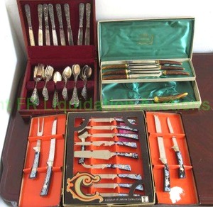 lot 196 image: Retro Camelot knife set, Vintage Godinger silverware set, and Shefield knife set
