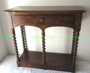 lot 203 image: Mid century Solid oak wood entry hall table with rope twist legs