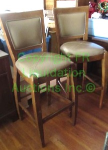 lot 218 image: Dimensions Furniture solid wood cushioned bar stools