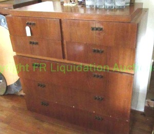 lot 235 image: Vintage American of Martinsville walnut high boy chest of drawers