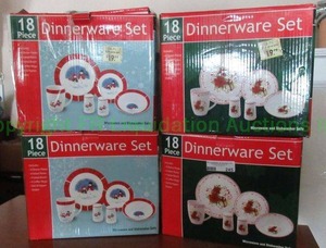 lot 245 image: 18 pc. Christmas theme dinnerware sets 4 sets total in original boxes