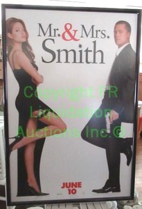 lot 253 image: Mr. & Mrs. Smith movie theater poster framed, 28.5 x 41.5