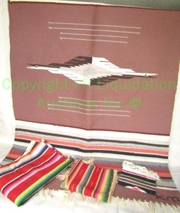 lot 101 image: Ortegas weaving shop 100% wool hand woven south west style blanket plus