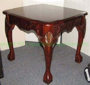 lot 103 image: Cherry veneer inlaid top with solid cherry wood base accent table