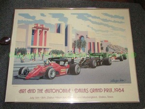 lot 105 image: Artist signed Randy Owens 1984 Dallas grand prix framed print